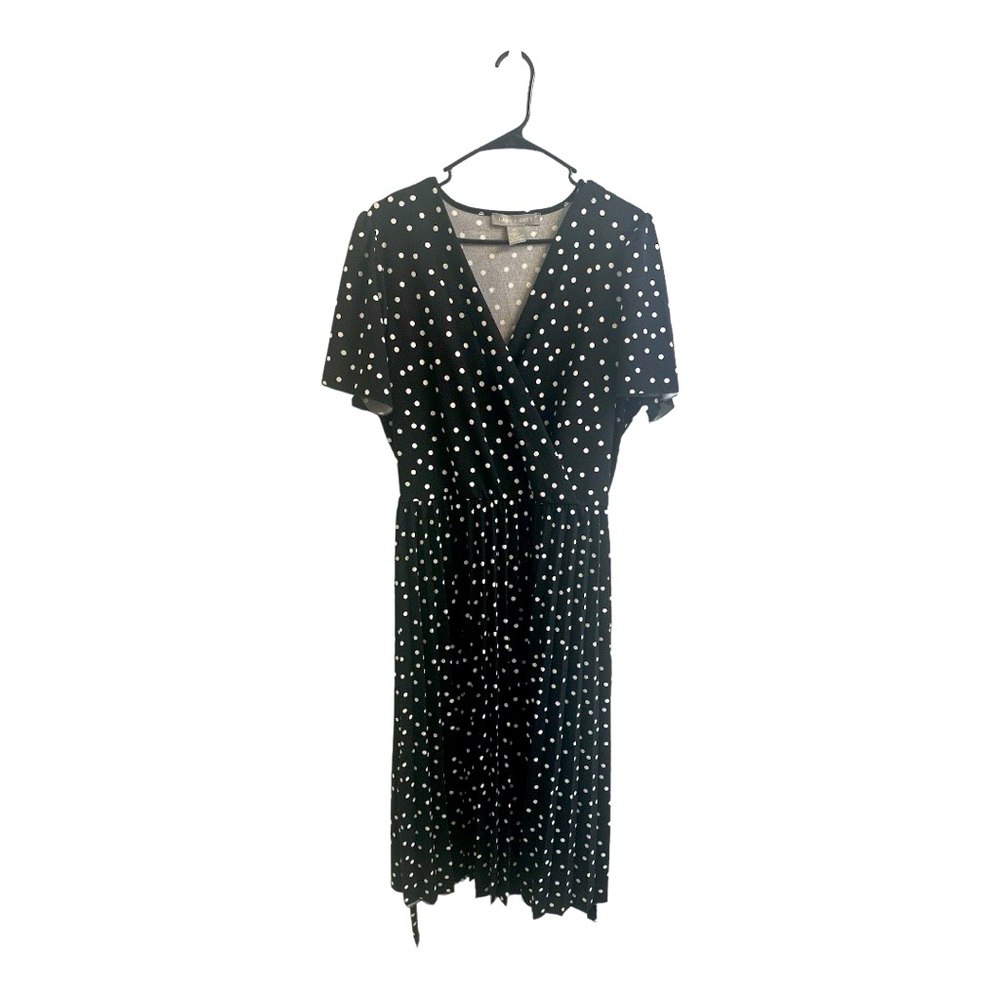 Plus Size Black and White Short Sleeve Polka Dot Dress Size 2X